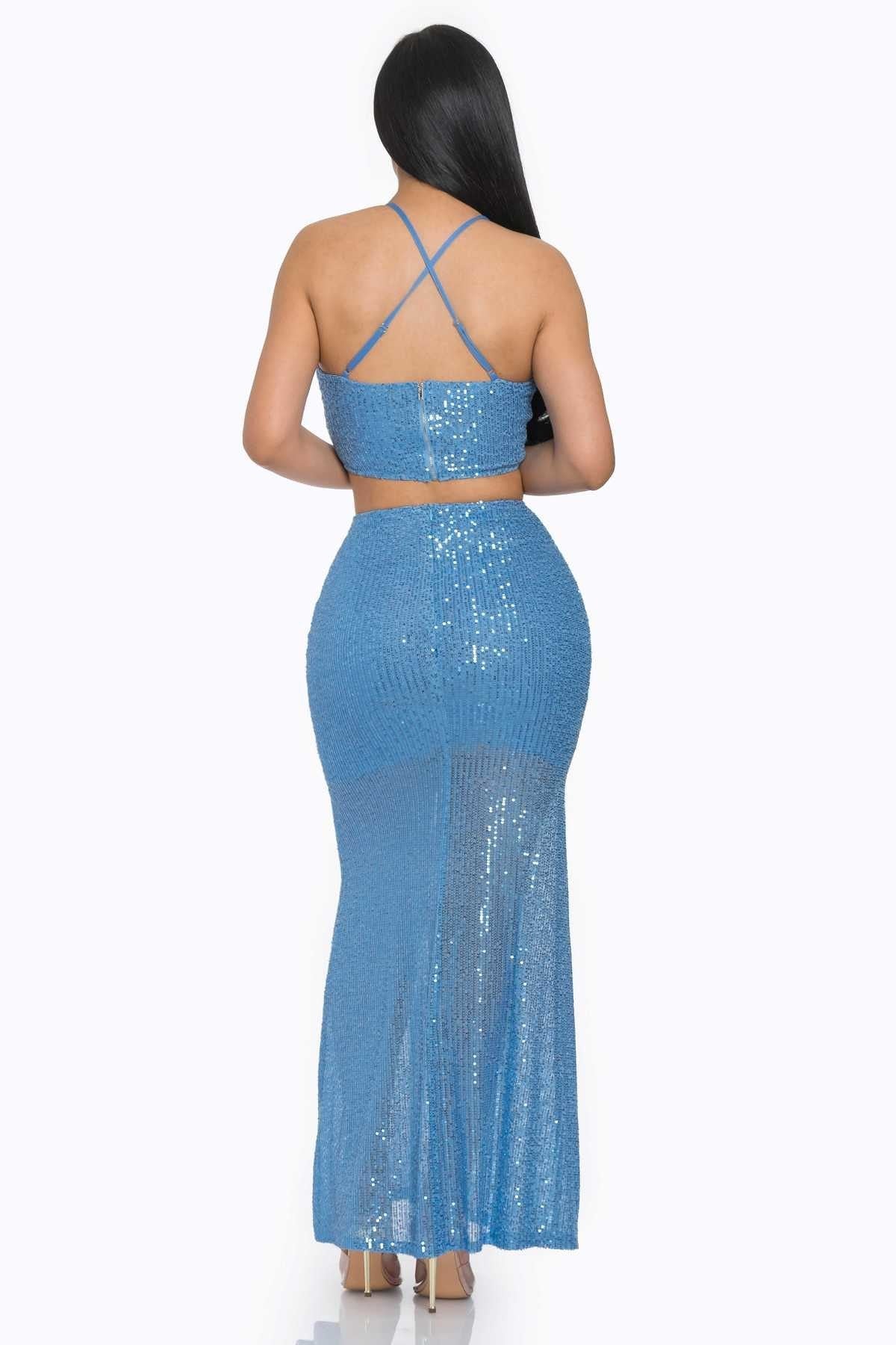 Sexy Back Sequin Skirt Set - Brinxx Couture