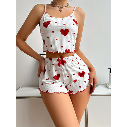 A stylish Sexy Heart Print Pajamas Sleepwear for women. this piece adds a touch of elegance to your outfit - Brinxx Couture