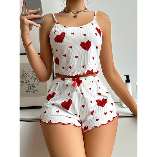 A stylish Sexy Heart Print Pajamas Sleepwear for women. this piece adds a touch of elegance to your outfit - Brinxx Couture