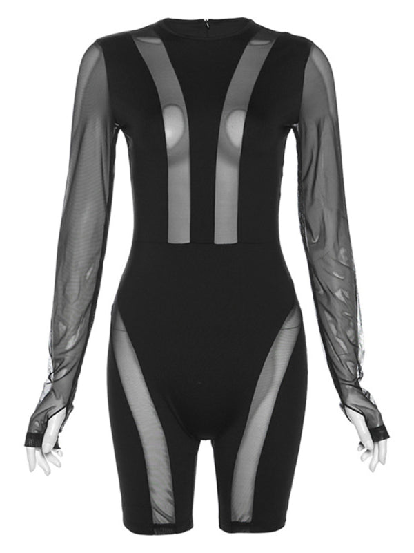 Sexy Long Sleeve Mesh See-through Jumpsuit - Brinxx Couture