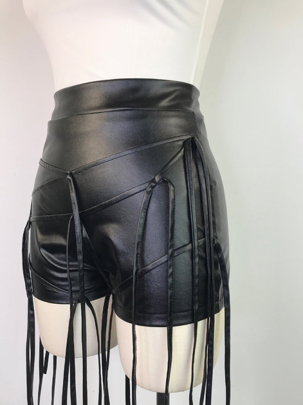 Sexy PU leather rope braided shorts - Brinxx Couture