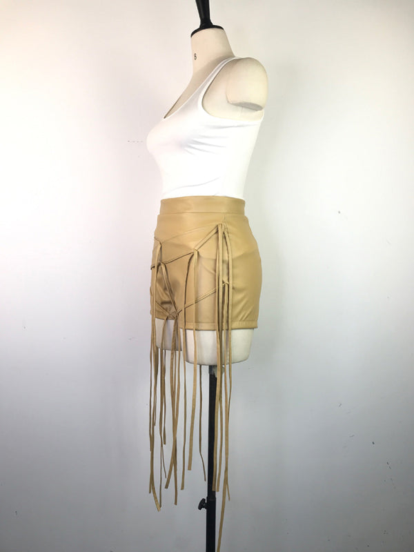 Sexy PU leather rope braided shorts - Brinxx Couture