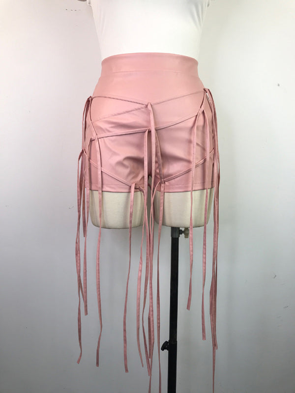 Sexy PU leather rope braided shorts - Brinxx Couture