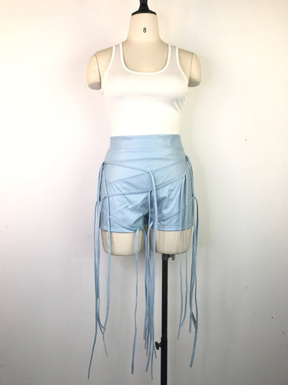 Sexy PU leather rope braided shorts - Brinxx Couture