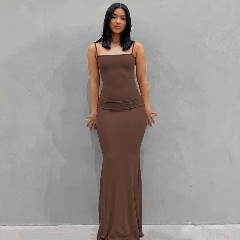 Sexy Satin Slip Sleeveless Backless Maxi Dress - Brinxx Couture