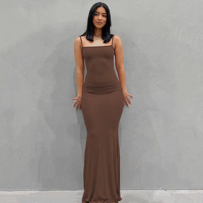 Sexy Satin Slip Sleeveless Backless Maxi Dress - Brinxx Couture