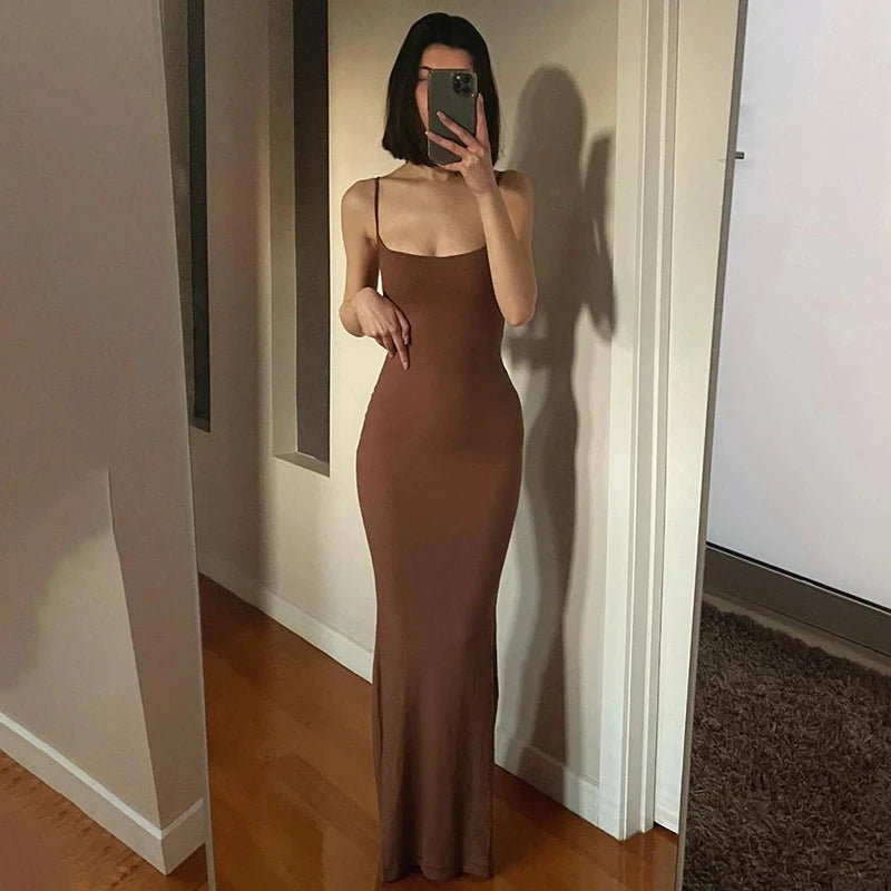 Sexy Satin Slip Sleeveless Backless Maxi Dress - Brinxx Couture