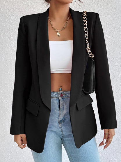 Shawl Collar Long Sleeve Blazer - Brinxx Couture