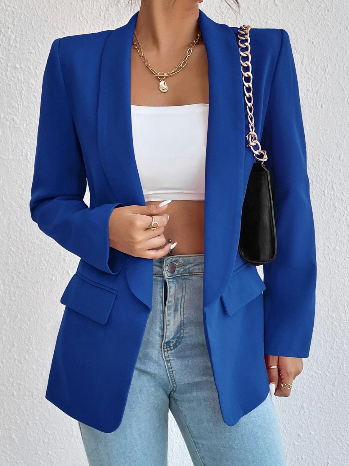 Shawl Collar Long Sleeve Blazer - Brinxx Couture