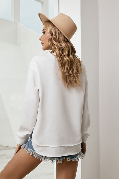 Side Slit Drop Shoulder Sweatshirt - Brinxx Couture