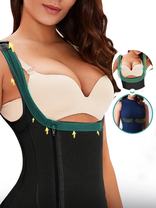 Side Zip Up Wide Strap Shapewear - Brinxx Couture