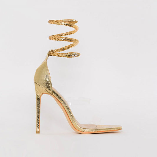 A stylish Snake Rhinestone Stiletto Heels for women. this piece adds a touch of elegance to your outfit - Brinxx Couture