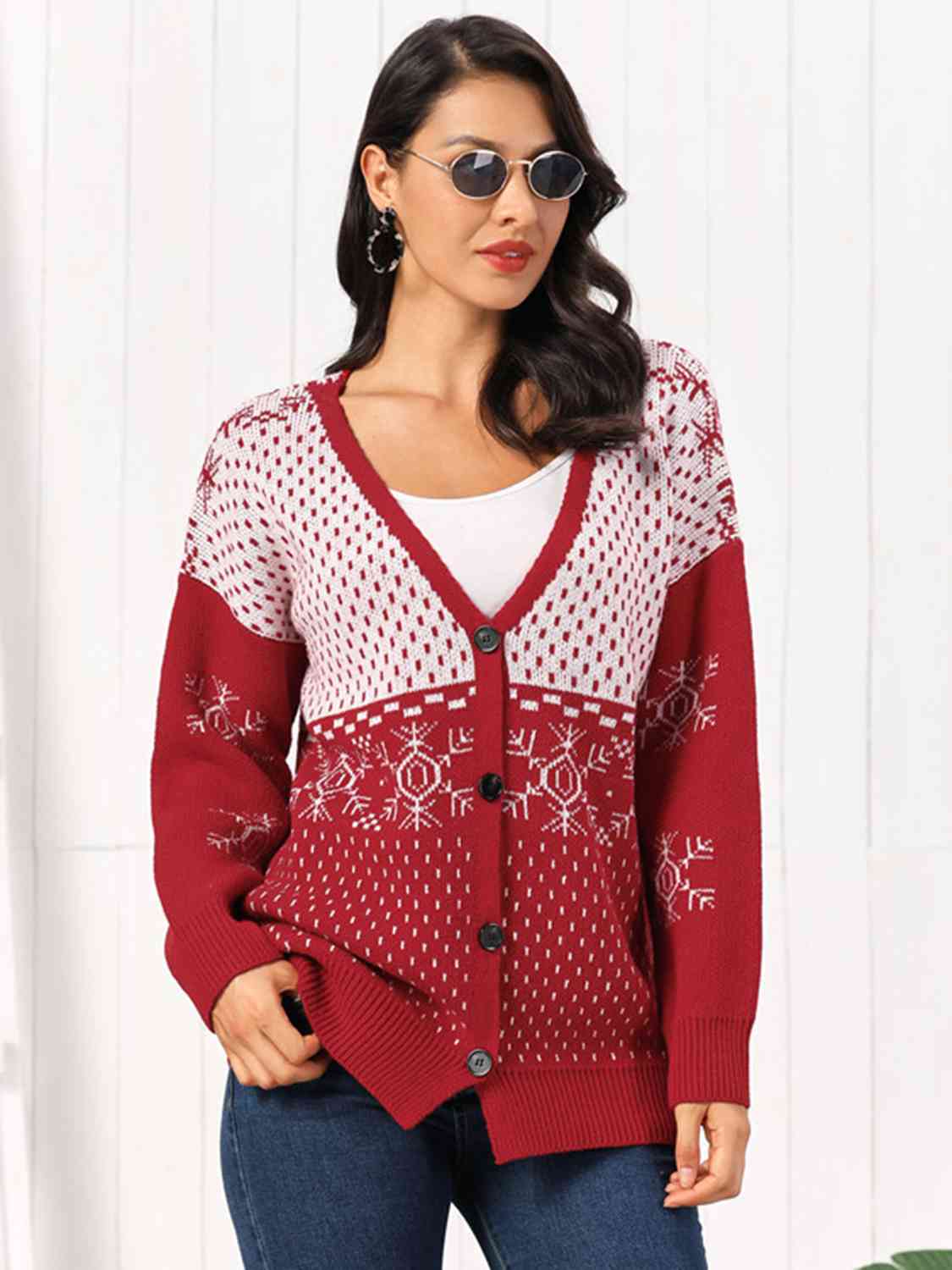 Snowflake Button Down Cardigan - Brinxx Couture