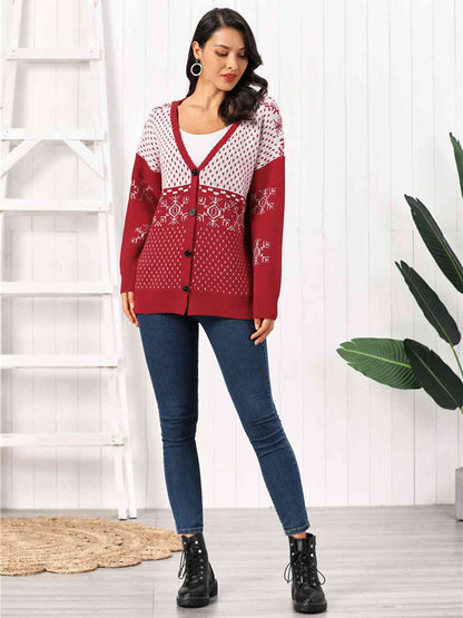 Snowflake Button Down Cardigan - Brinxx Couture