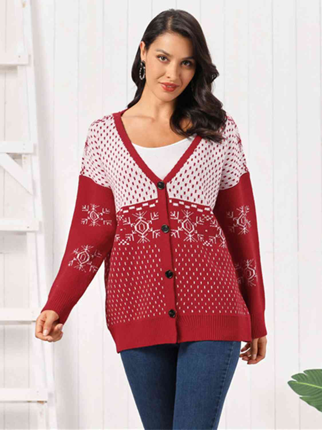 Snowflake Button Down Cardigan - Brinxx Couture