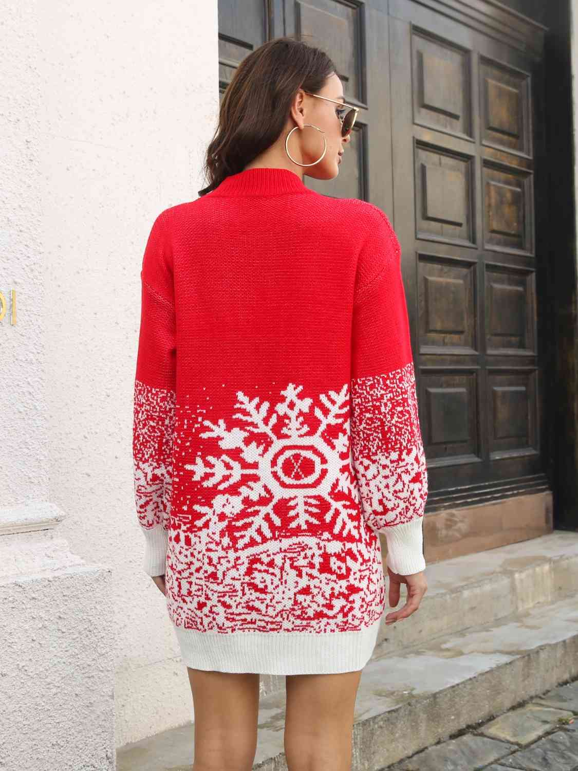 Snowflake Pattern Sweater Dress - Brinxx Couture