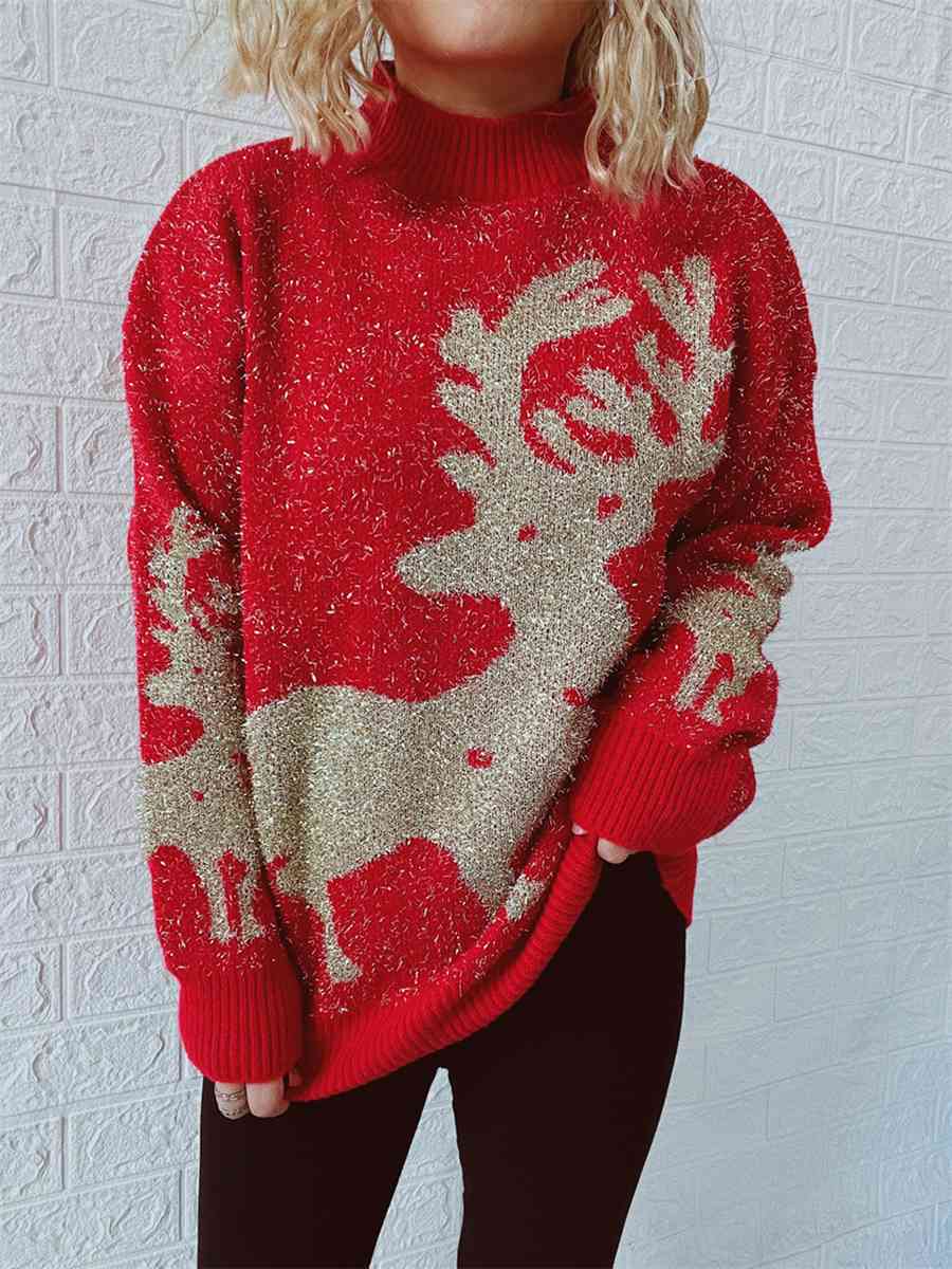 Snowflake Round Neck Sweater - Brinxx Couture