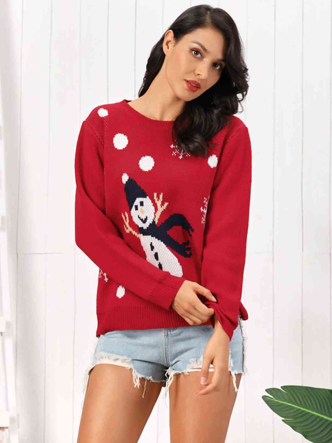 Snowman Round Neck Sweater - Brinxx Couture