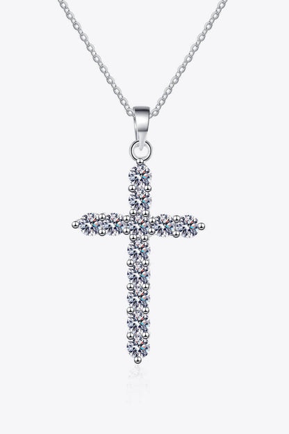 Sterling Silver Cross Moissanite Necklace - Brinxx Couture