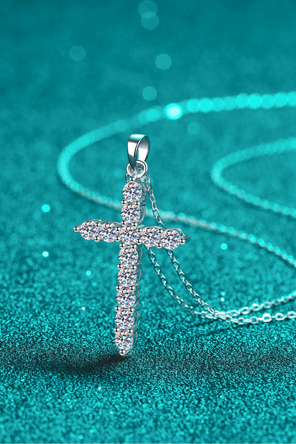 Sterling Silver Cross Moissanite Necklace - Brinxx Couture