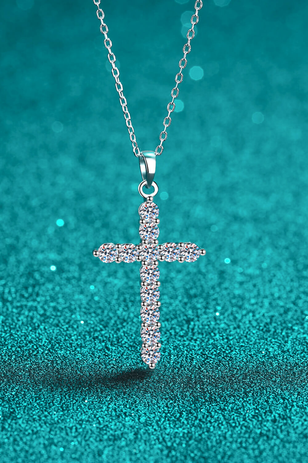 Sterling Silver Cross Moissanite Necklace - Brinxx Couture