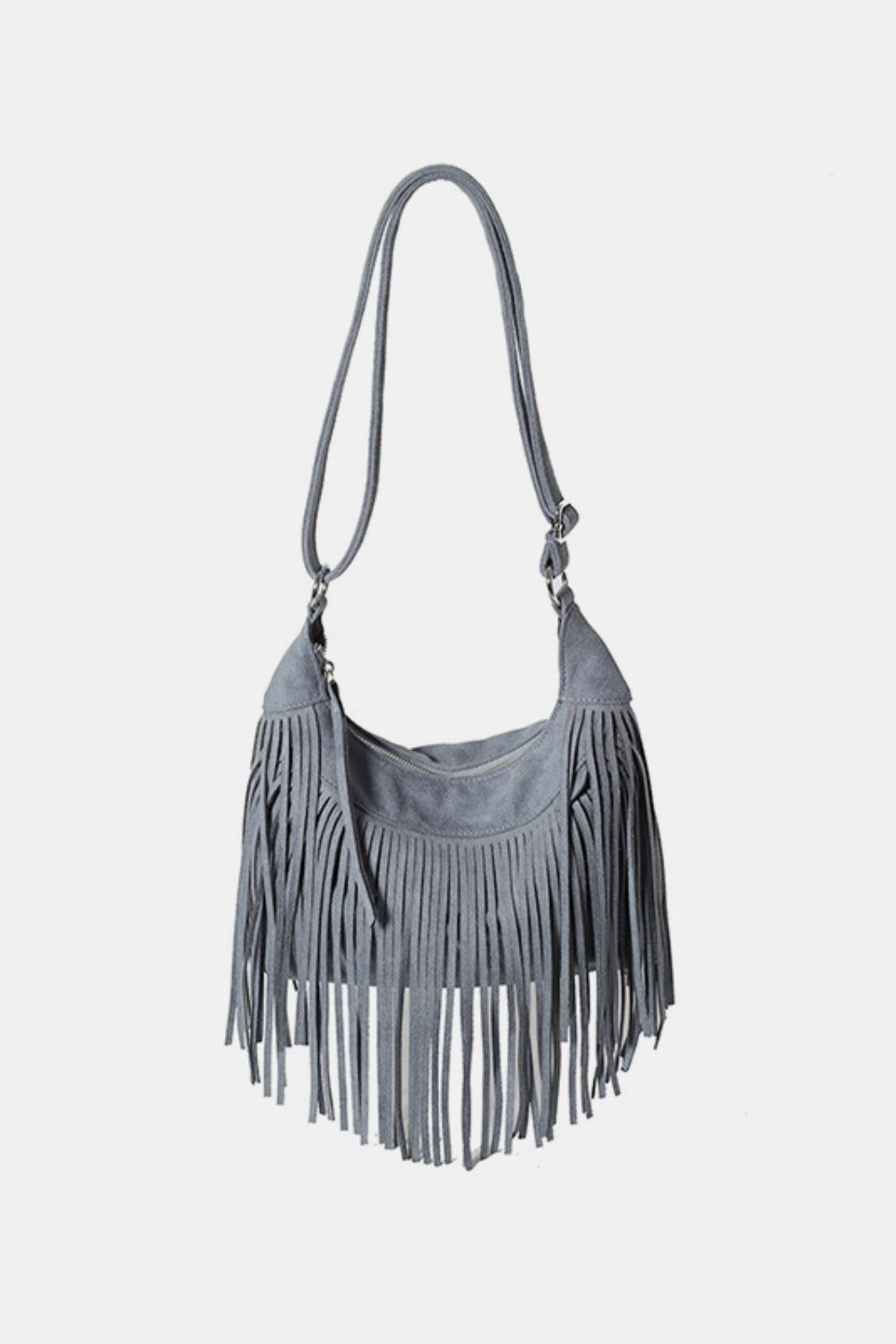 Suede Fringe Adjustable Strap Shoulder Bag - Brinxx Couture