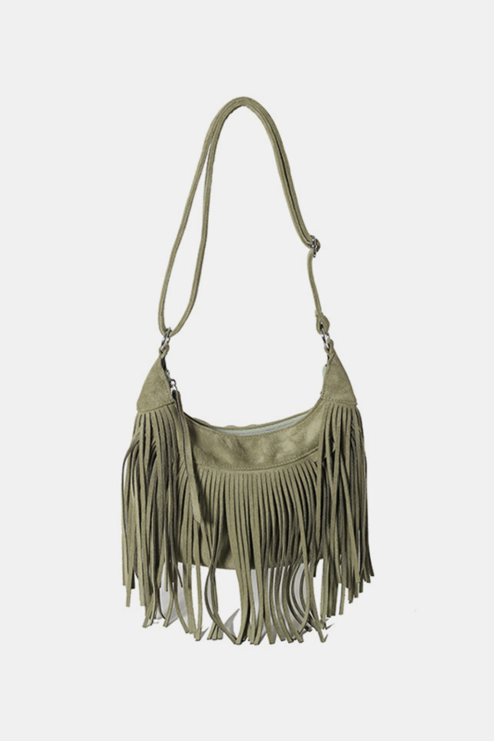 Suede Fringe Adjustable Strap Shoulder Bag - Brinxx Couture