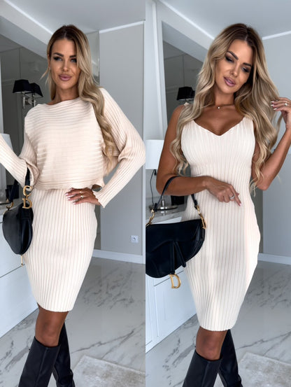 A stylish Sunken Stripe Long Sleeve Two Piece Set for women. this piece adds a touch of elegance to your outfit - Brinxx Couture