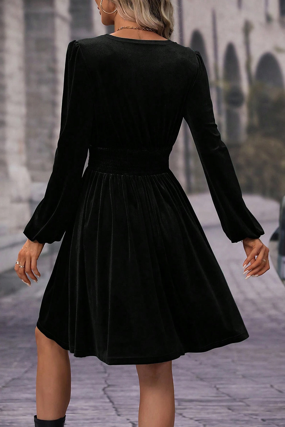 Surplice Long Sleeve Mini Dress - Brinxx Couture