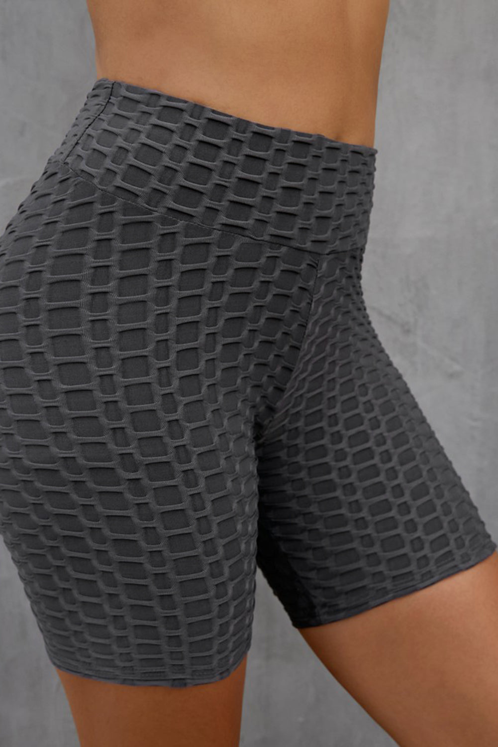 Textured High Waisted Biker Shorts - Brinxx Couture