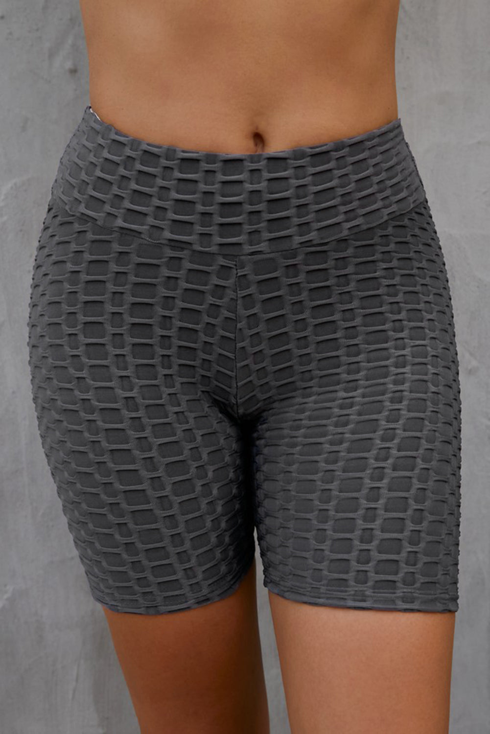 Textured High Waisted Biker Shorts - Brinxx Couture