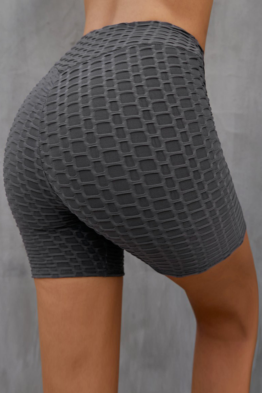 Textured High Waisted Biker Shorts - Brinxx Couture