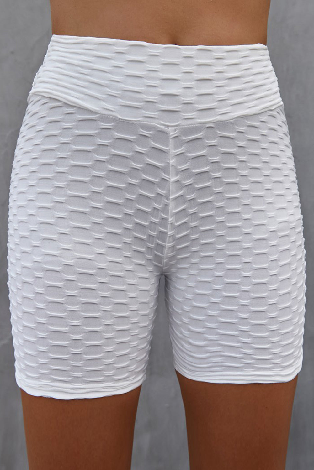 Textured High Waisted Biker Shorts - Brinxx Couture