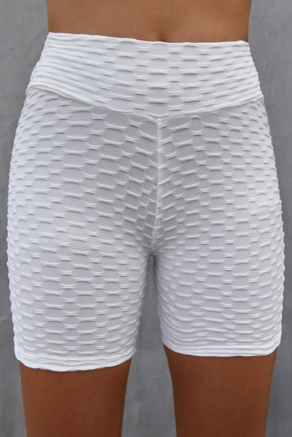 Textured High Waisted Biker Shorts - Brinxx Couture