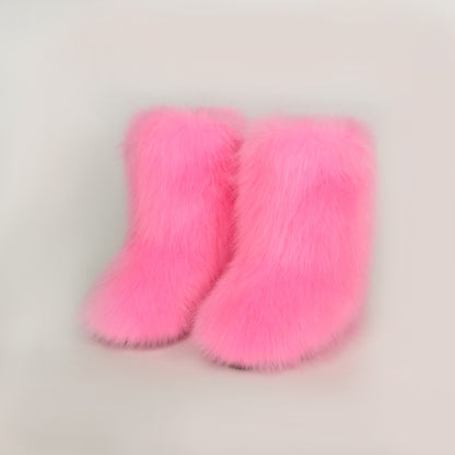 A stylish Thermal Fuzzy Platform Boots for women. this piece adds a touch of elegance to your outfit - Brinxx Couture