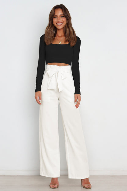 Tie Front Paperbag Wide Leg Pants - Brinxx Couture