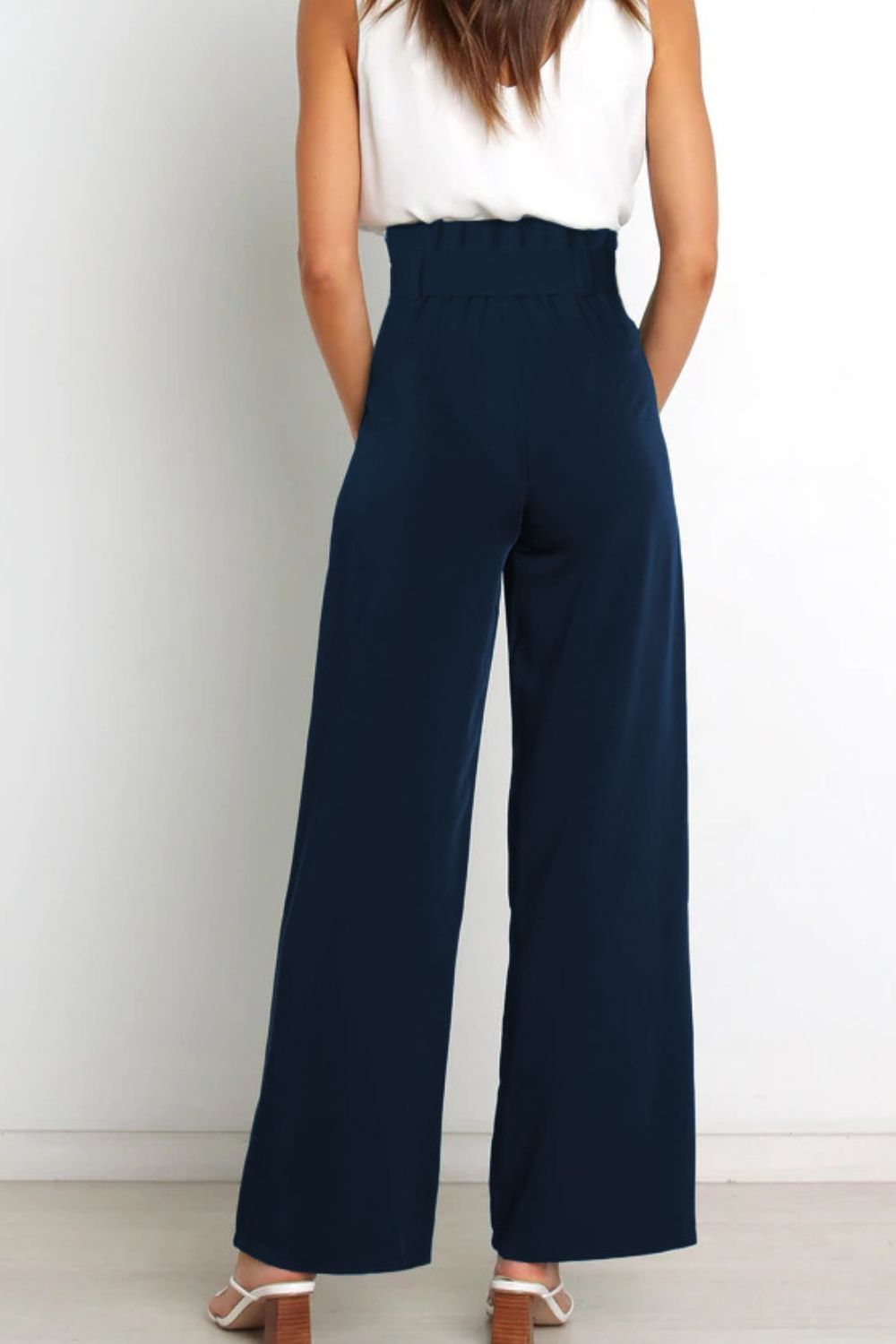 Tie Front Paperbag Wide Leg Pants - Brinxx Couture