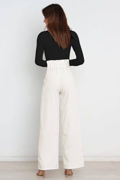 Tie Front Paperbag Wide Leg Pants - Brinxx Couture