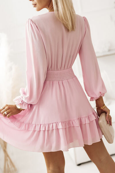 Tied Flounce Sleeve Mini Dress - Brinxx Couture