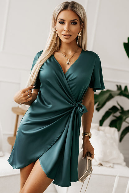 Tied Flutter Sleeve Dress - Brinxx Couture