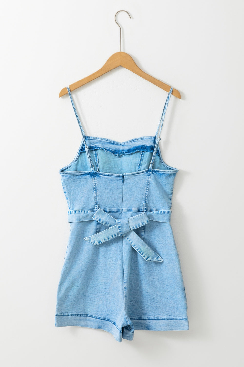 Tied Spaghetti Strap Denim Romper - Brinxx Couture