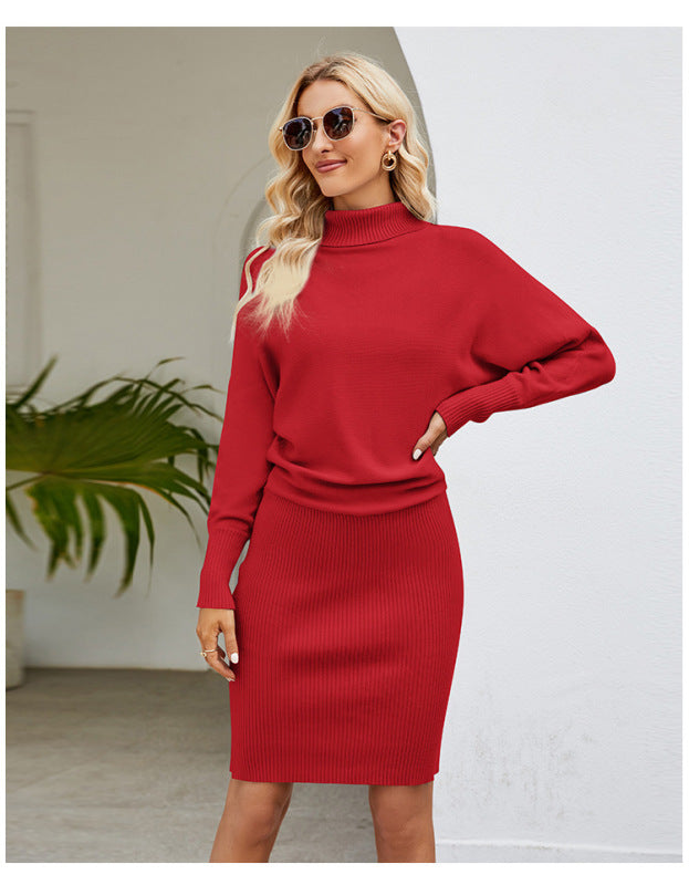 Turtleneck Long Sleeve Sweater Dress - Brinxx Couture