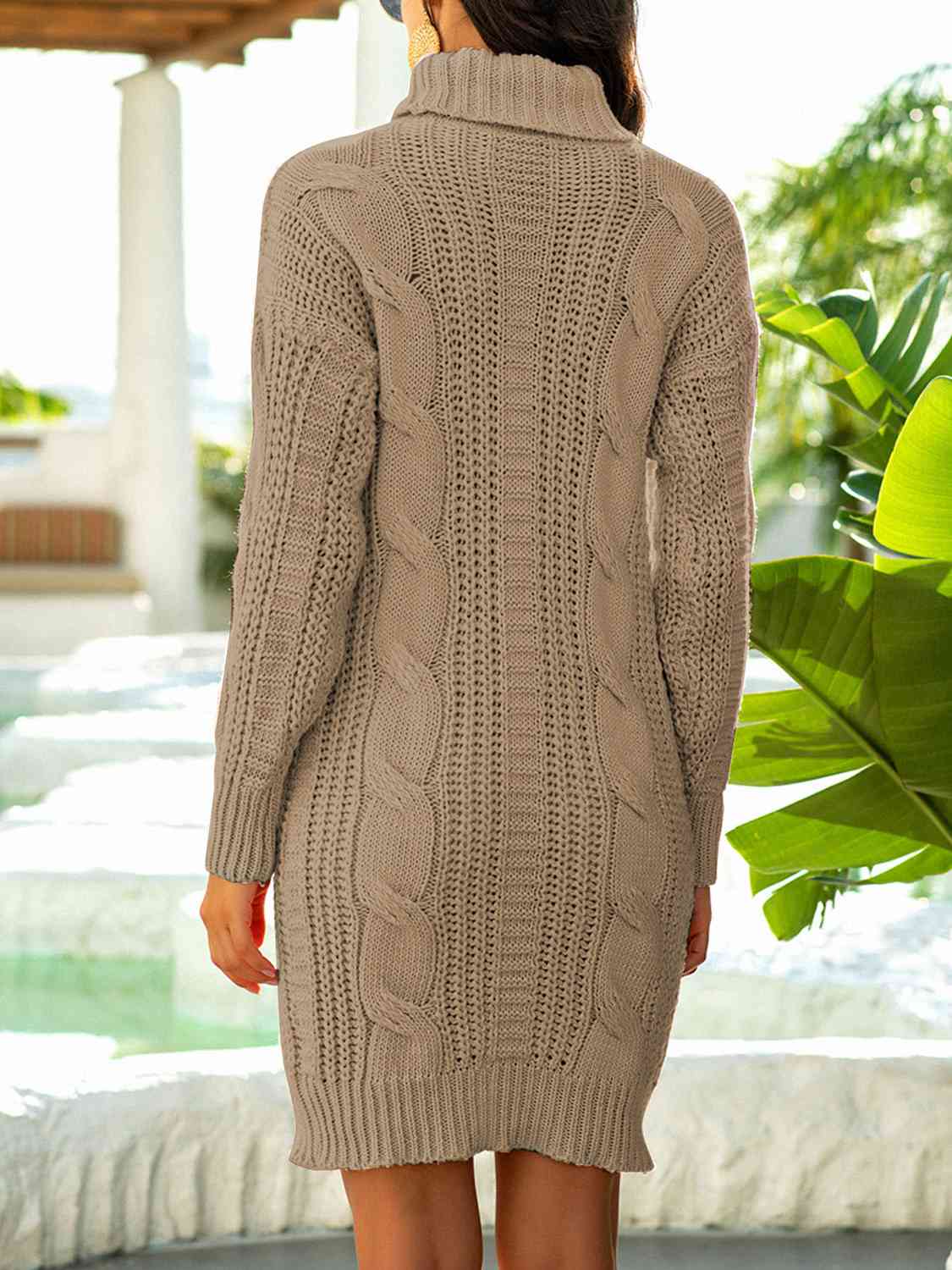 Turtleneck Ribbed Sweater Dress - Brinxx Couture