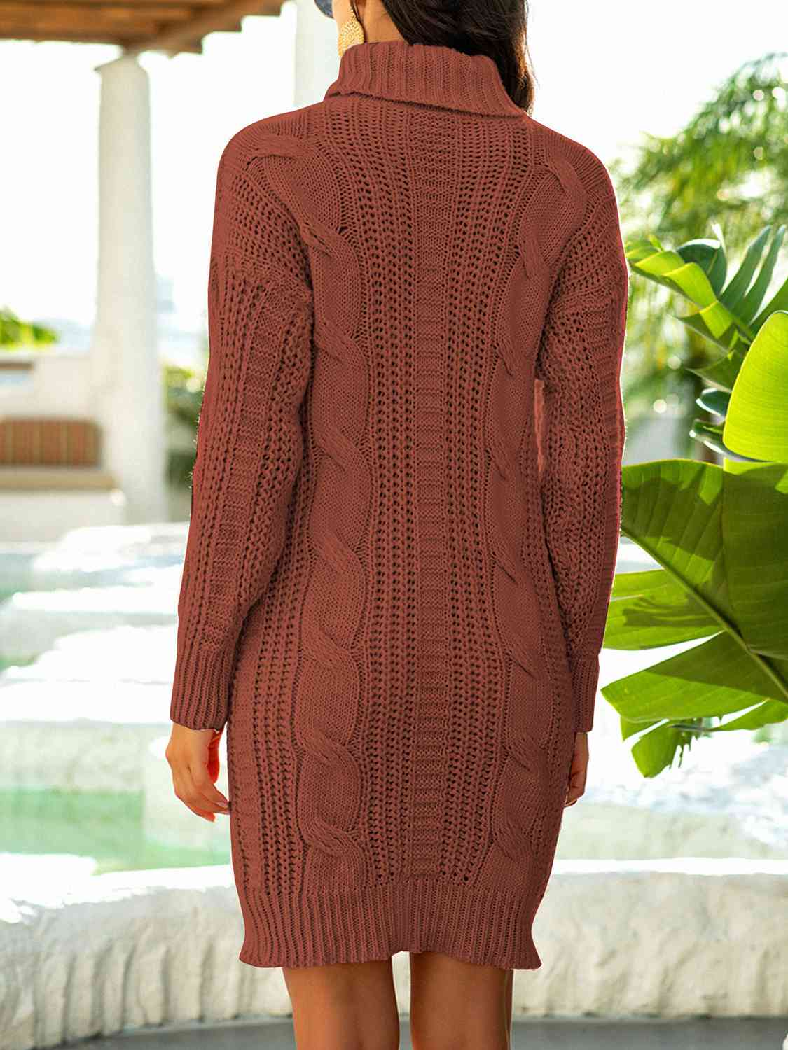 Turtleneck Ribbed Sweater Dress - Brinxx Couture