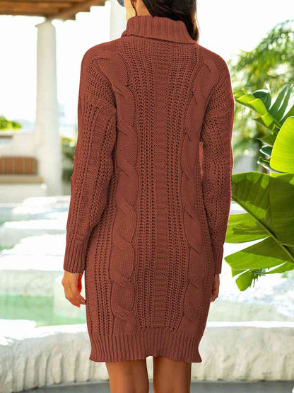 Turtleneck Ribbed Sweater Dress - Brinxx Couture