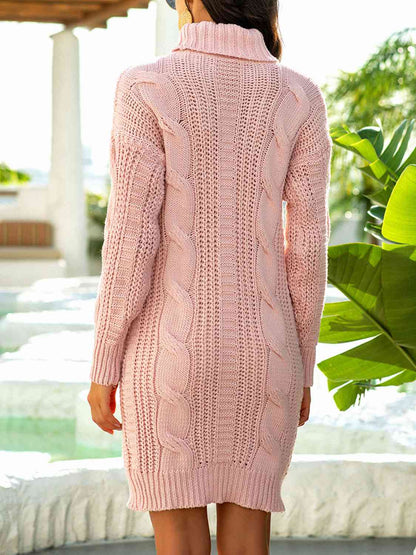 Turtleneck Ribbed Sweater Dress - Brinxx Couture