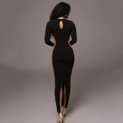 A stylish Two Tone Full Length Bodycon Dress for women. this piece adds a touch of elegance to your outfit - Brinxx Couture