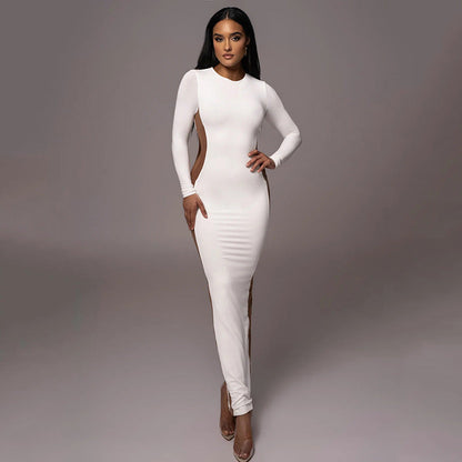 A stylish Two Tone Full Length Bodycon Dress for women. this piece adds a touch of elegance to your outfit - Brinxx Couture