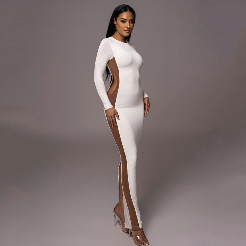 A stylish Two Tone Full Length Bodycon Dress for women. this piece adds a touch of elegance to your outfit - Brinxx Couture