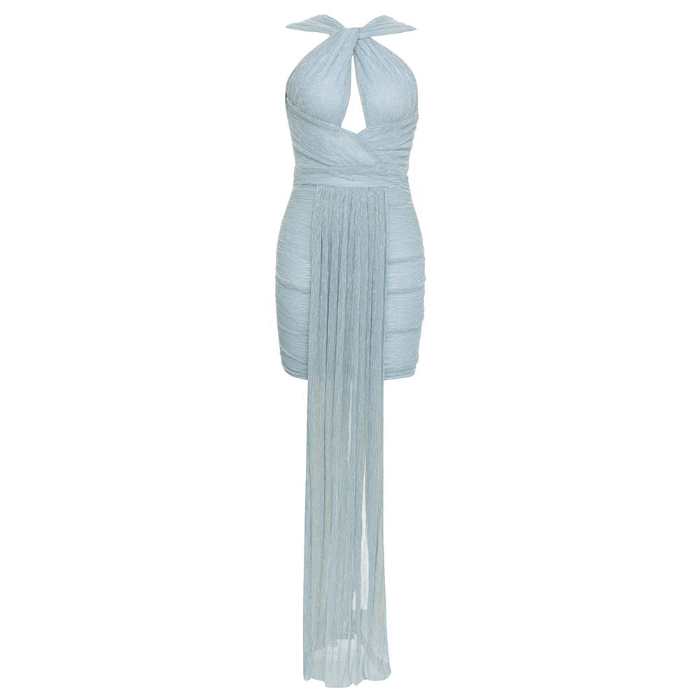 V Neck Pleated Dress - Brinxx Couture